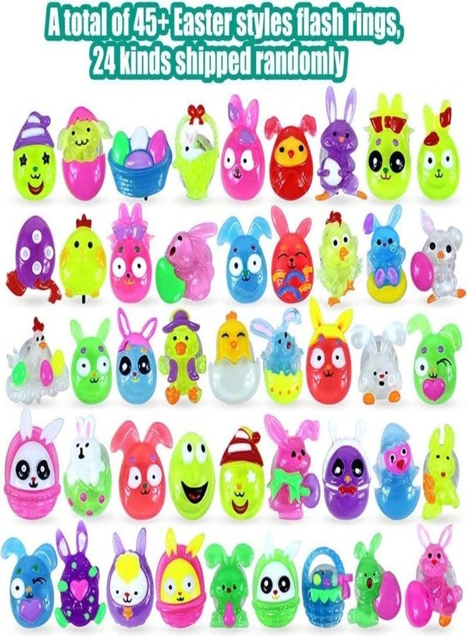 Cherislpy 24 Pack Prefilled Easter Eggs with 3D Finger Lights Up Rings Toys Grow in the Dark Great for Kids Girls Boys Easter Basket Stuffers Party Favors Eggs Fillers - Image 2